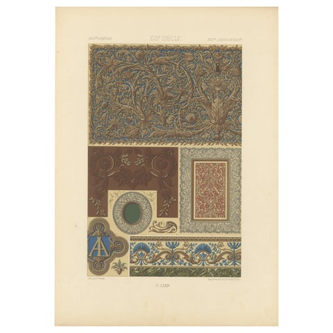 17th Century Decorative Motifs, Baroque Ornamentation, Plate LXXIV, 1869