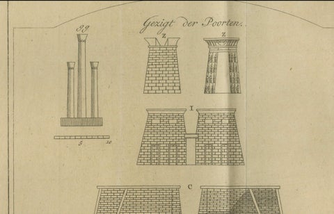 Temple of Jupiter in Thebes, Floor Plan and Gate Elevations, circa 1710, close-up 2