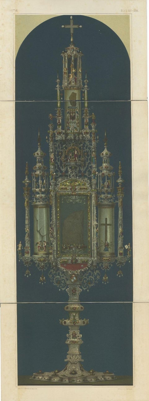 Monumental Bavarian Altars, Architectural Triptych, Munich 1874, view 3