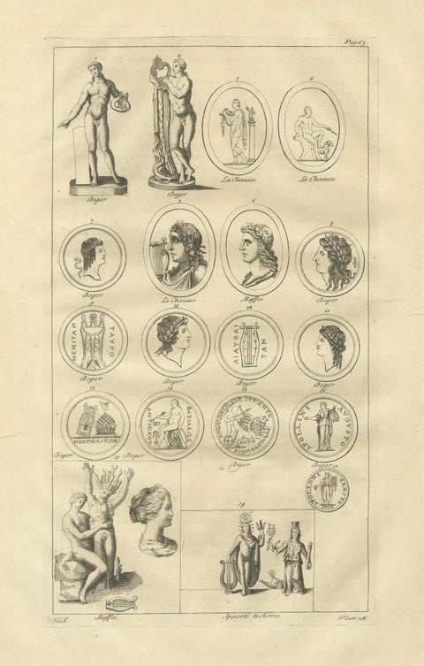 Antique Roman Sculpture & Medals Plate, Montfaucon, Antiquity Explained, 1721, close-up 1