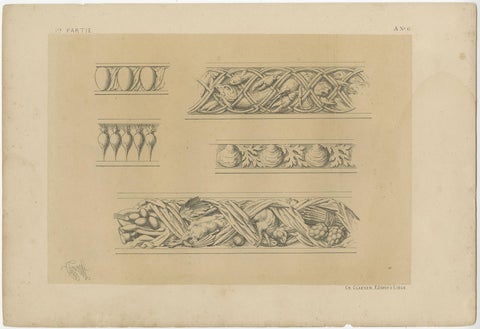Set of 5 Antique Prints Depicting Various Ornaments by Claesen, circa 1866, view 6