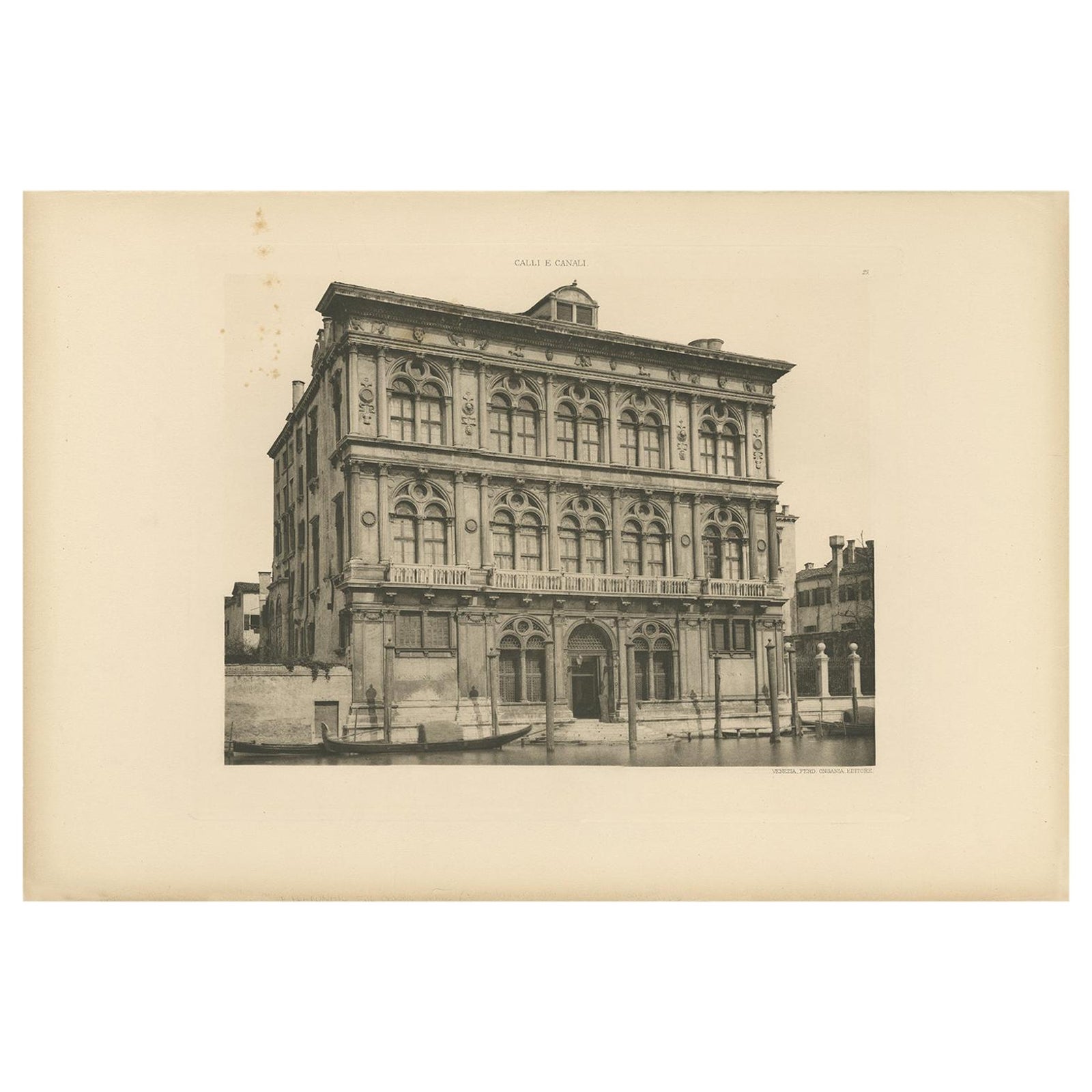Pl. 25 Antique Print of the Ca' Vendramin Calergi Palace in Venice, circa 1890
