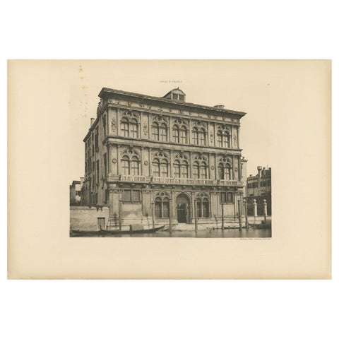 Pl. 25 Antique Print of the Ca' Vendramin Calergi Palace in Venice, circa 1890