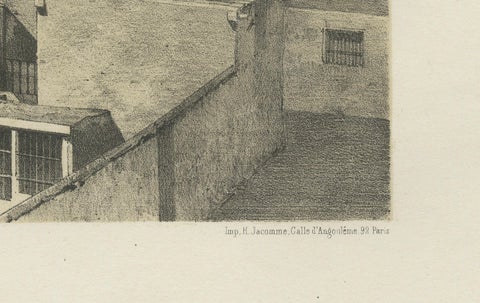 Santo Domingo Tower Lima Peru, Antique Lithograph c.1865, close-up 1
