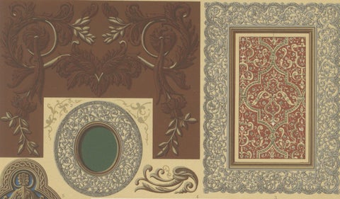 17th Century Decorative Motifs, Baroque Ornamentation, Plate LXXIV, 1869, close-up 3
