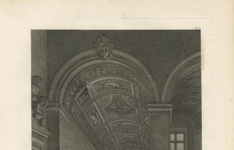 Antique Institut de France Grand Staircase Interior Print, Baltard 1803, close-up 3