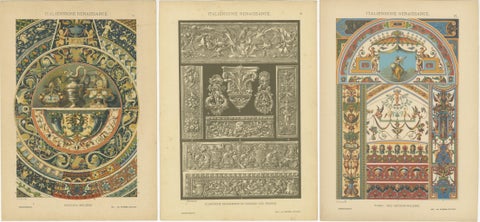 Triptych of Italian Renaissance Artistic Designs, Published in 1887, view 5