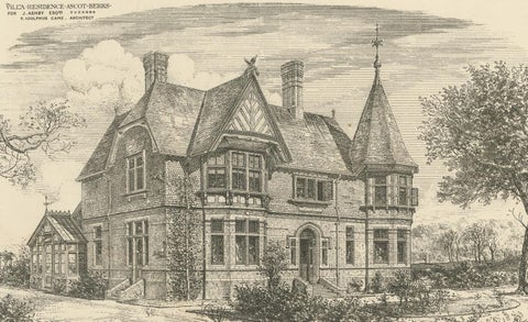 Antique Print of a Villa Residence in Ascot '1879', view 2