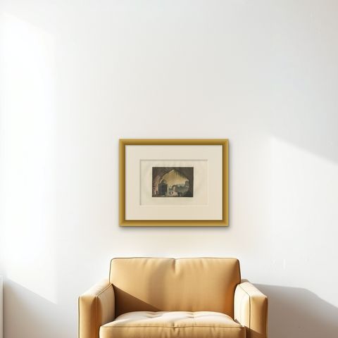 Antique Print of the Tomb of Jeremiah by Ferrario '1831', shown framed on a wall, true to size