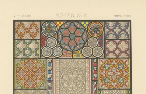 Medieval Floor Tile Patterns, Middle Ages Decorative Motifs, Plate XLV, c.1869, close-up 2