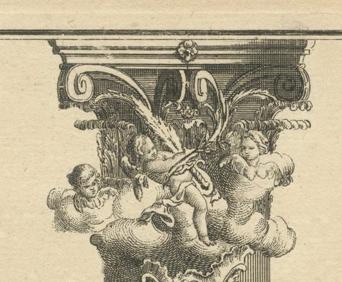 Architectural Print of a Rococo Pulpit Elevation on a Corinthian Column, ca.1740, close-up 3