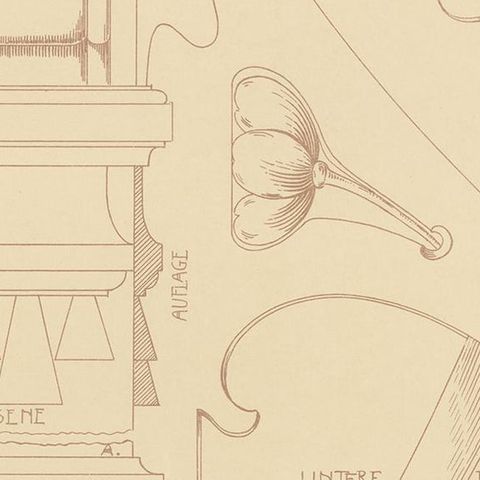 Pl. 75 Antique Print of Furniture Details by Kramer, circa 1910, close-up 2