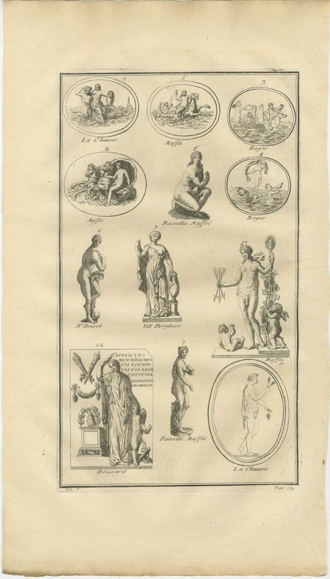 Classical Gods & Mythology, Set of 3 Antique Engravings, Montfaucon 1721, view 6