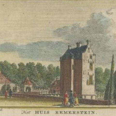 Antique Print of 'Huis Te Remmerstein' a Castle in Rhenen, the Netherlands, close-up 2
