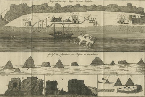 Views of Saqqara, Dahshur, and Thebes Pyramids with Ancient Babylon, c.1710, close-up 6