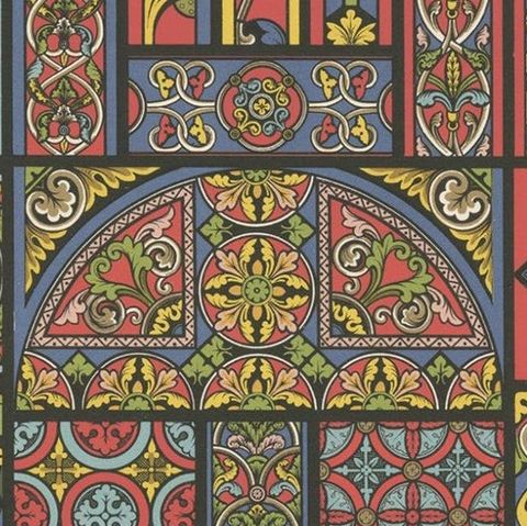 Pl. 44 Antique Print of Middle Ages Ornaments by Racinet, circa 1890, close-up 1