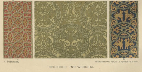 Set of 3 Byzantine Style Prints by H. Dolmetsch from Ornamentenschatz, 1887, close-up 1