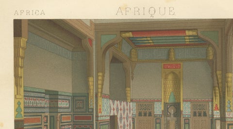 Cairo Summer Salon Interior, Egypt 1888, Racinet Afrique Print, close-up 6