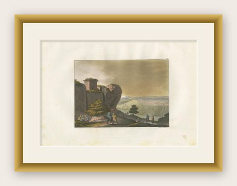 Antique Print of the Tomb in the Valley of Jehoshaphat by Ferrario '1831', shown framed