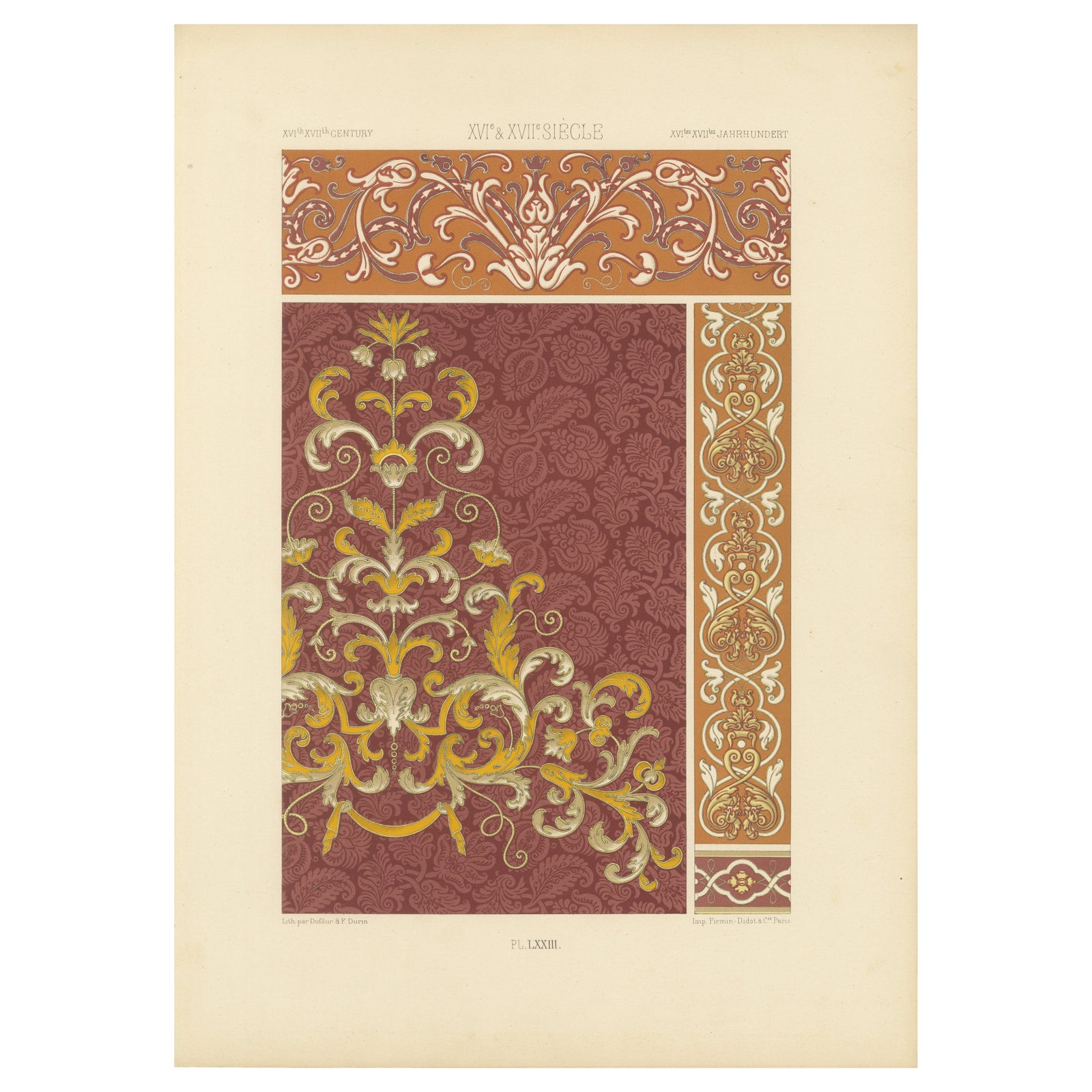 16th–17th C. Renaissance Scrollwork, Ornamental Design, Plate LXXIII, 1869