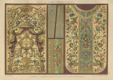 17th and 18th Century Ornamental Arts Print, Embroidery and Giltwork, 1887, close-up 5