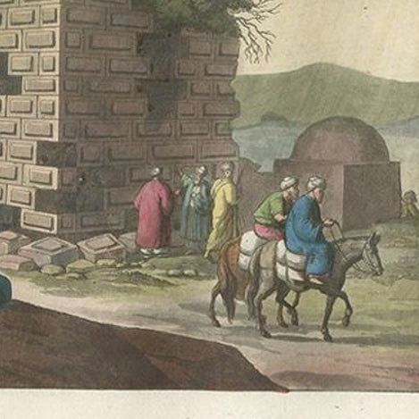 Antique Print of the Ruins of Rachel’s Tomb by Ferrario '1831', close-up 1