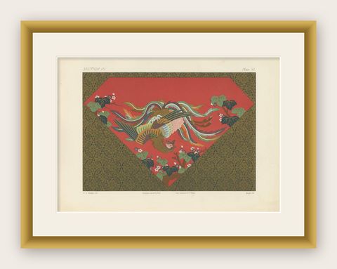 Antique Print of Tapestry ‘Japan’ by G. Audsley, 1882, shown framed
