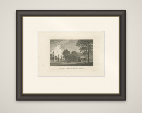 Antique Yale College & State House New Haven Connecticut, Meyer ca. 1850, shown framed