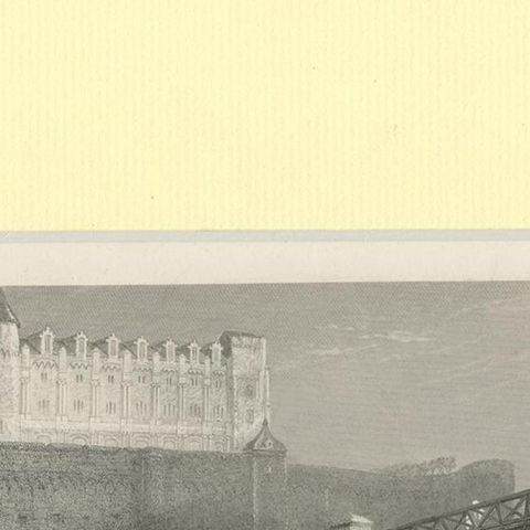 Antique Print of Château d'Amboise by Allen '1833', close-up 1