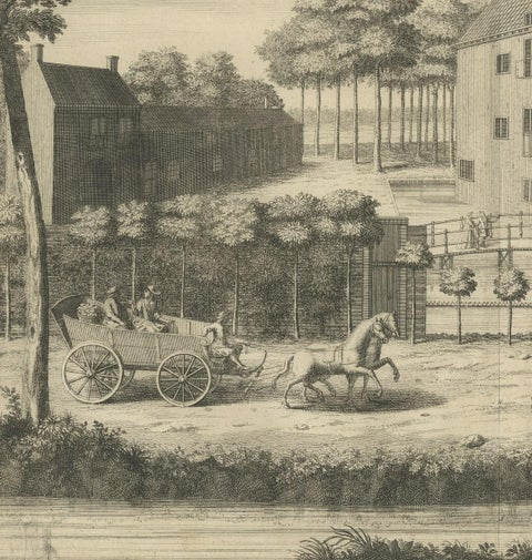 Antique Print of Westerbeek Castle, The Hague in The Netherlands, close-up 2