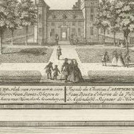 Antique Print of Assumburg Castle in The Netherlands, c.1730, close-up 1