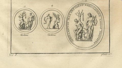 Antique Roman Statues & Medals Plate, Montfaucon, Antiquity Explained, 1721, close-up 4