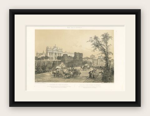 Basilica of San Giovanni in Laterano, Rome, Benoist 1869 Lithograph, shown framed