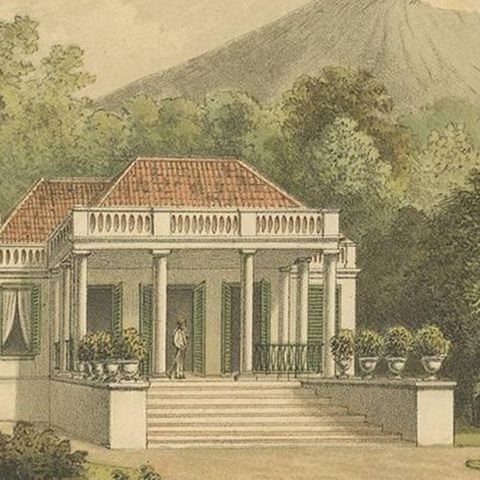 Antique Print of a House on Java by M.T.H. Perelaer, 1888, close-up 2