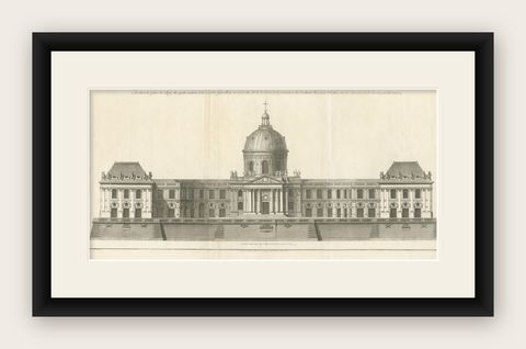 Antique Print of the Facade of the Collège des Quatre-Nations by Mariette '1738', shown framed