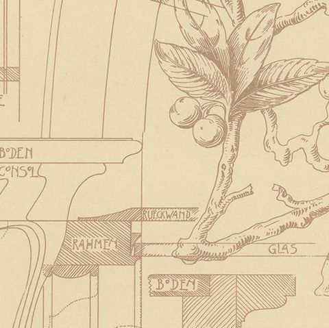 Pl 76 Antique Print of Furniture Details by Kramer, 'circa 1910', close-up 2