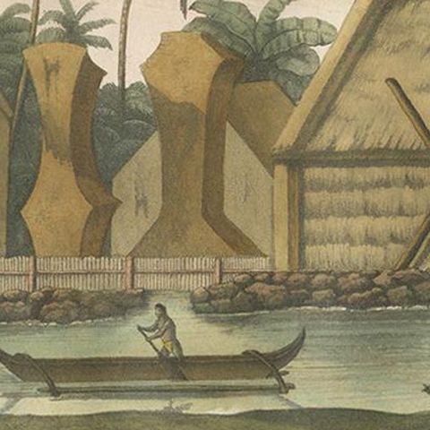 Antique Print of Tomb of Tamahamah, 1831, Oceania, Wall Art Decor, close-up 1