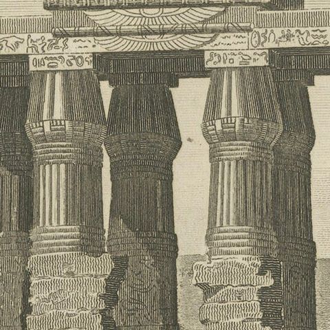 Antique Copperplate Engraving of Ruins of the Temple of Hermopolis, 1820, close-up 5