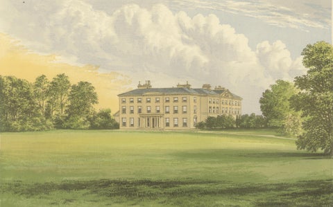 Farnham House Estate View, Georgian Manor Landscape Engraving, c1850, close-up 2
