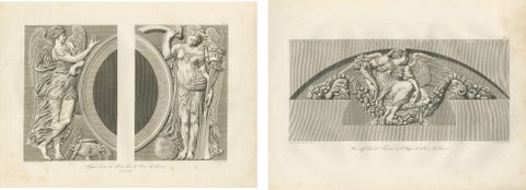 Antique Louvre Architectural Engravings Pair, French Neoclassical Reliefs, 1803, view 2
