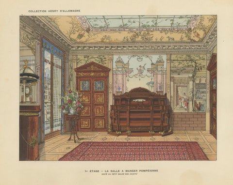 Pompeian Elegance: A Grand Neoclassical Dining Room Interior, 1900, close-up 1