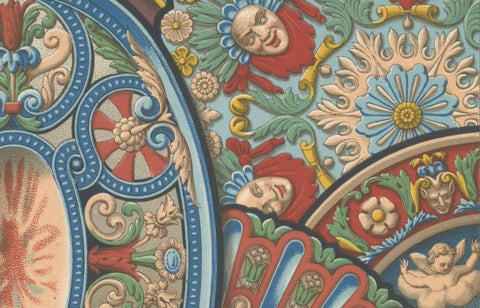Renaissance Ceiling Ornament, Mythological Medallions & Grotesques, 1869, close-up 4
