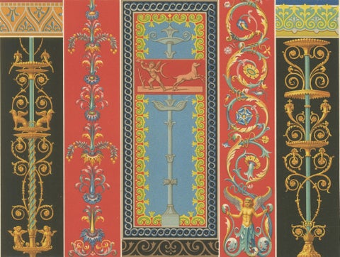 Greek-Roman Ornament Print, Classical Decorative Motifs & Borders, c.1869, close-up 2