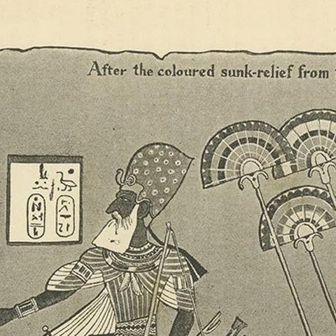 Antique Print of a Relief of the Temple of Ramesses III, 1904, close-up 1