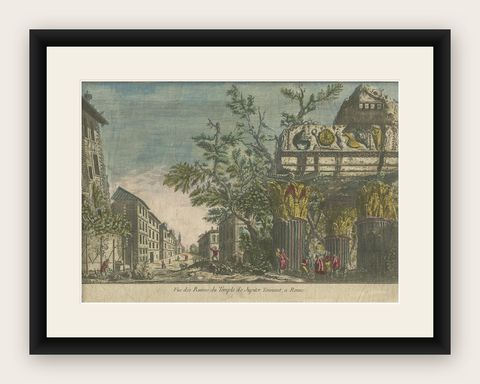 Antique Print of the Ruins of the Temple of Jupiter Tonans by Berthault 'c.1770', shown framed