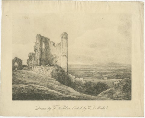Antique English Landscape Etchings, Castle & Ruins, Sherlock, 1811, view 3