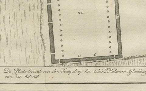 Temple of Philae on the Island of Isis, Ancient Egyptian Plan, c.1710, close-up 3
