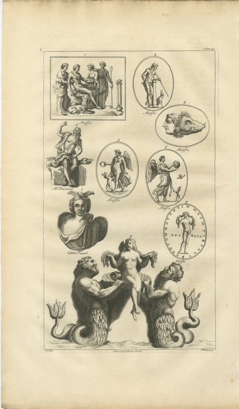 Classical Mythological Figures Engraving, Montfaucon Antiquité Expliquée 1721, view 2