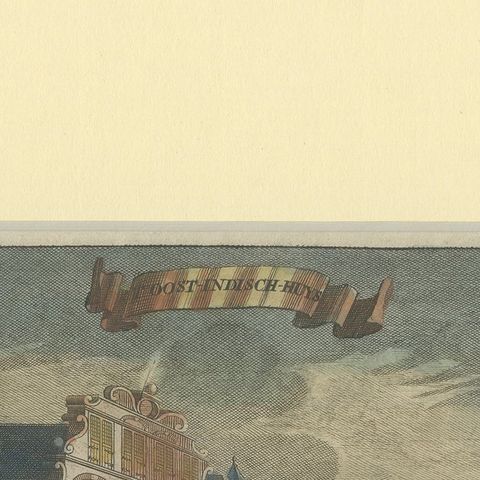 Antique Print of the East India House in Amsterdam, Holland, 1693, close-up 1