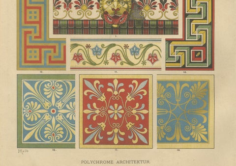 Set of 3 Antique Greek Architecture and Ornament Prints from 1887, Neoclassical, close-up 3